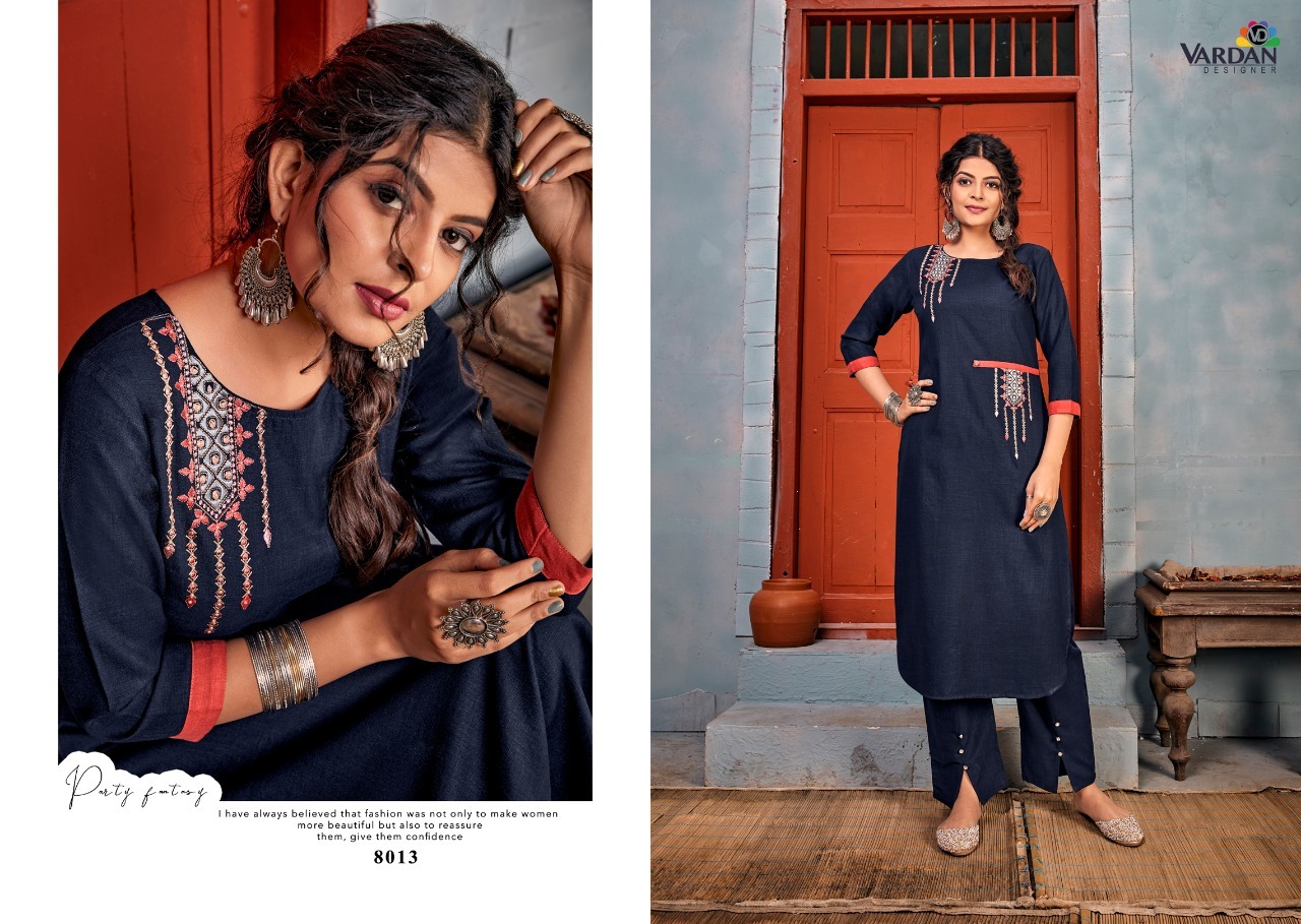 Multi Color Vardan Designer Jhumka Vol 1 Rayon Kurti With Bottom Catalog