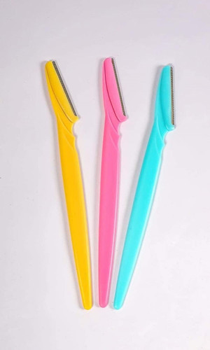 Eyebrow Razor - Stainless Steel Blade, 7-8 cm Length, Pink Plastic Handle | Lightweight Design, Anti-Slip Grip, Peach Fuzz & Eyebrow Shaping Tool