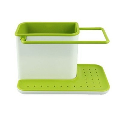 3 In 1 Kitchen And Bathroom Organiser - Plastic, 21 X 11.5 X 12.5 Cm | Integrated Drying Rail, Easy To Clean, Ideal For Sponges And Dishcloths