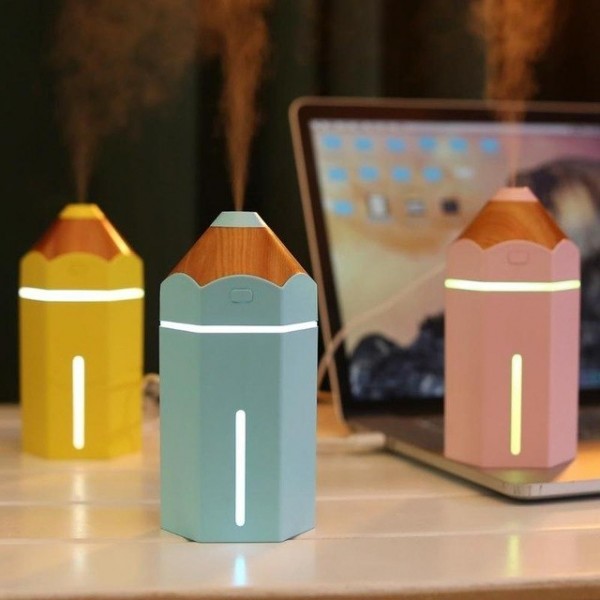 Pencil Humidifier - Abs + Pp + Silica Gel, 3.14x5.98in Design | Fast Humidification, Aromatherapy Night Light Mode