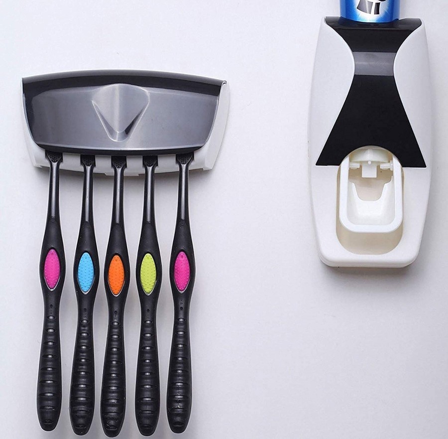 Automatic Toothpaste Dispenser - Food Grade Abs Plastic, Hygienic Dust-proof Toothbrush Holder Kit With Cover, Super Convenient And Waste-free