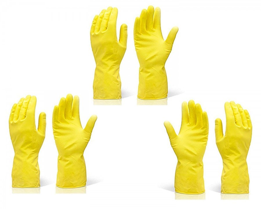 Rubber Gloves - Latex/rubber, One Size, Multicolor | Rolled Cuff, Reusable, Ideal For Gardening, Dishwashing, Cleaning, Household Chores