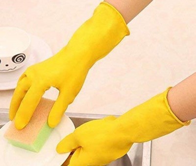Rubber Gloves - Latex/rubber, One Size, Multicolor | Rolled Cuff, Reusable, Ideal For Gardening, Dishwashing, Cleaning, Household Chores