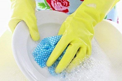 Rubber Gloves - Latex/rubber, One Size, Multicolor | Rolled Cuff, Reusable, Ideal For Gardening, Dishwashing, Cleaning, Household Chores