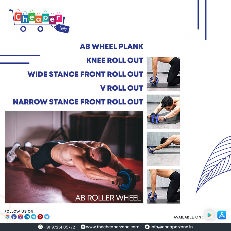 Ab Roller - Steel Frame, 10-12 Inches | Dual Action Abs Wheels, Soft Eva Knee Pad, Targets Core & Abs, Portable Design