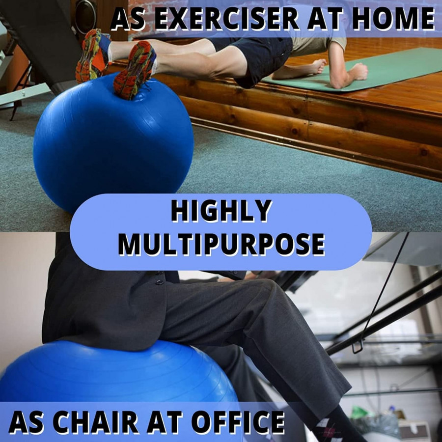 Gym Ball - Pvc Material, 60cm Diameter, Gray Color | 200kg Weight Capacity, Tested Burst Resistance, Ideal For Balance & Core Exercises