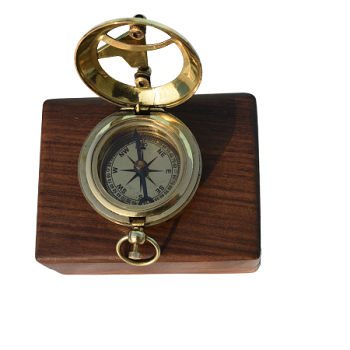 As Shown In Picture Brass Sundial Compass With Wooden Box