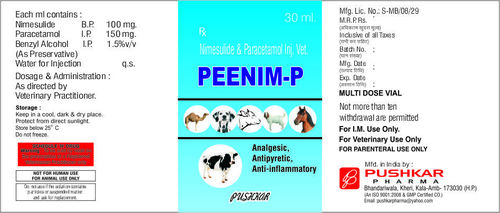Nimesulide Paracetamol Injection Vet.