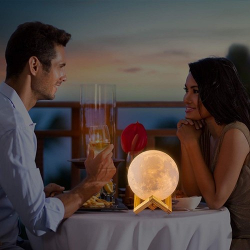 Moon Light - Plastic/Resin, 15cm Diameter, Matte White Finish | Touch Control, 2 Light Modes, Ideal for Ambient & Night Lighting