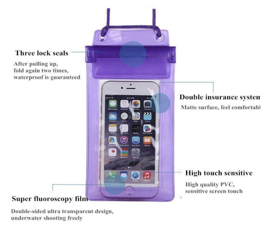 Waterproof Mobile Pouch - Pvc Material, Transparent Color, Universal Size | Lightweight, Sealable Closure, Ideal For Swimming, Angling, Diving