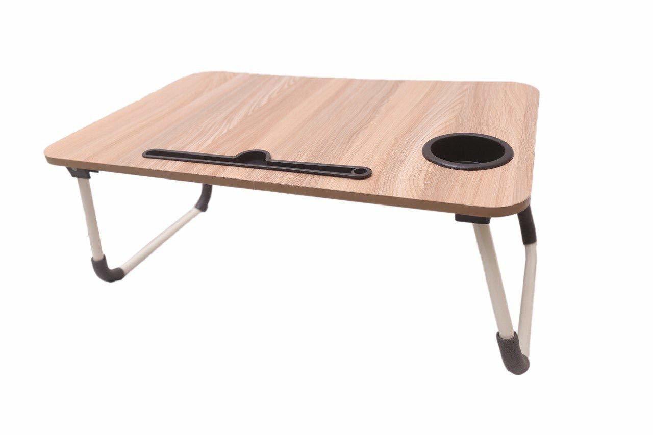 Wooden Study Table - Engineered Wood Top, 24x16x10 Inches, Brown | Multi-purpose Laptop Table, Serving Tray, Portable Desk For All Ages