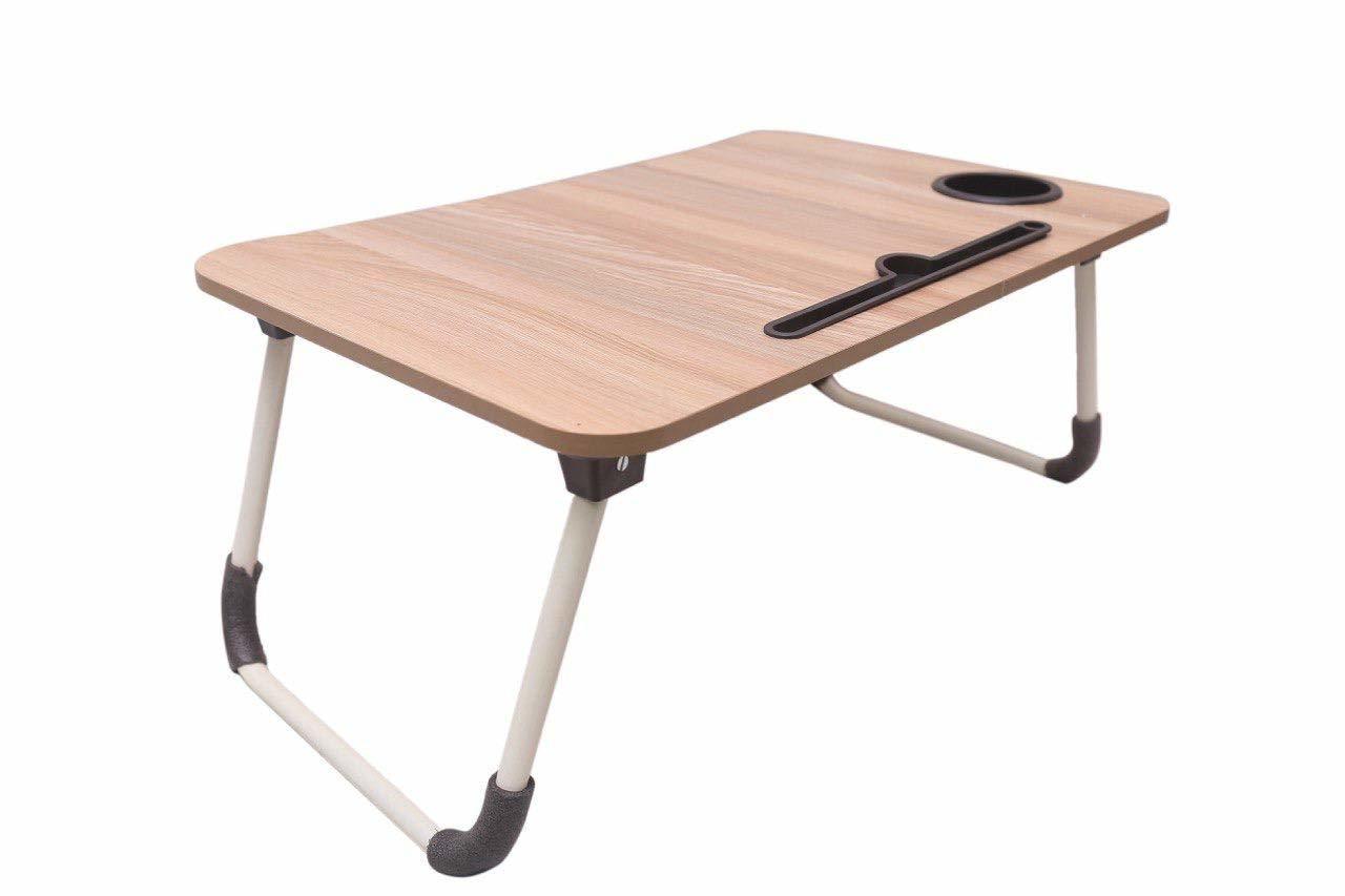 Wooden Study Table - Engineered Wood Top, 24x16x10 Inches, Brown | Multi-purpose Laptop Table, Serving Tray, Portable Desk For All Ages