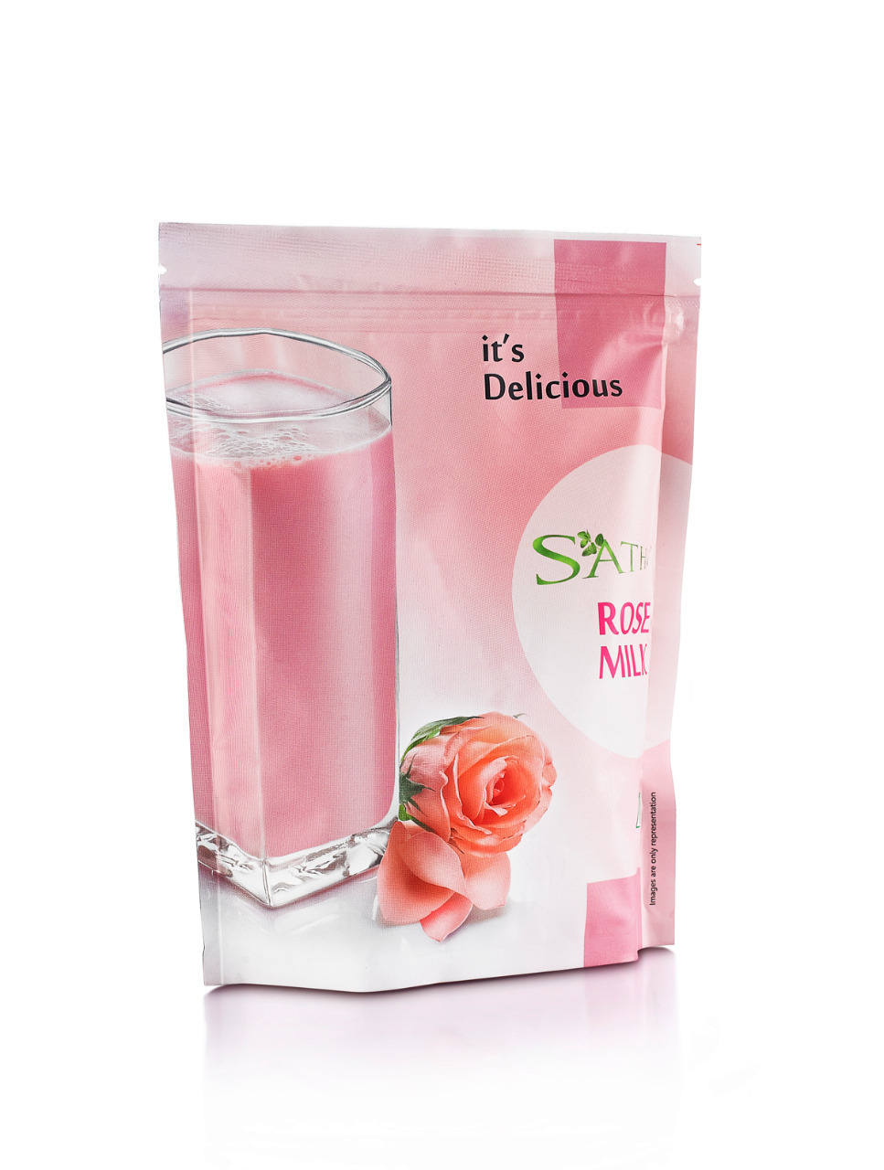 Sathv Rose Milk Premix Powder - 400g Bag, Medium Sugar Sweet Taste, Delicate Rose Aroma, Easy Mix With Cold Milk For Refreshing Beverage