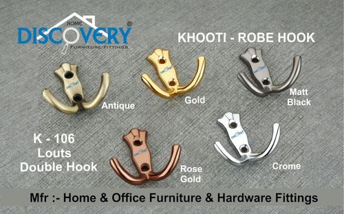 एंटीक/क्रोम/मैट ब्लैक/गोल्ड/रोज़ गोल्ड लोटस डबल हुक