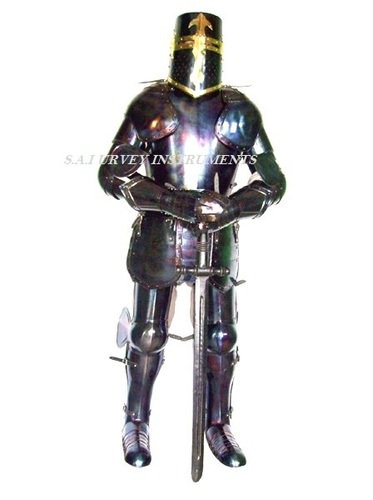Antique Templar Full Suit of Armor - 18 Gauge Solid Steel, 72" Height Adult Size, Handmade Antique Imitation Finish, European Medieval Theme, Crafted for Quality and Satisfaction