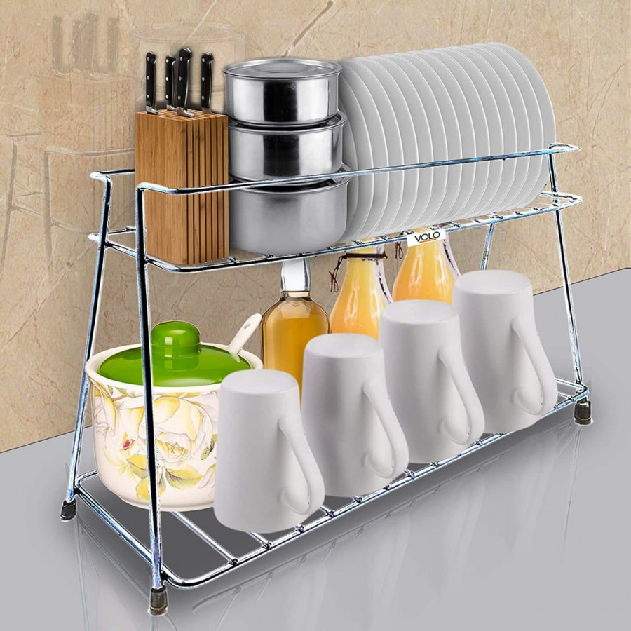 Stainless Steel Spice 2 Tier Trolley Container Organizer (Triangle)