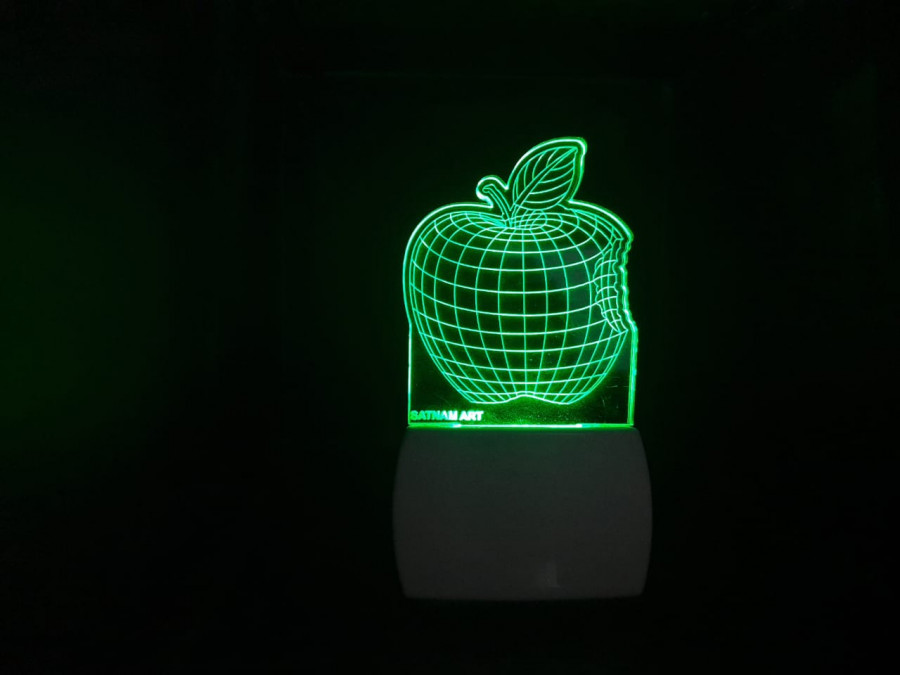 3d Acrylic Apple Night Lamp - Multicolor Design | Energy Saving Cute Aesthetic Ideal For Bedroom And Baby Room