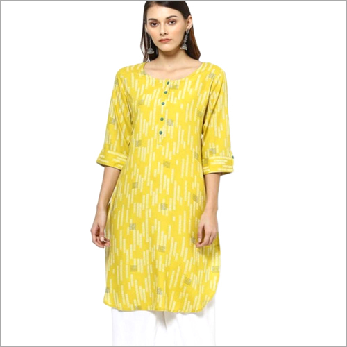Ladies Straight Cotton Kurti - Printed, All Season | Washable Fabric for Comfortable Wear