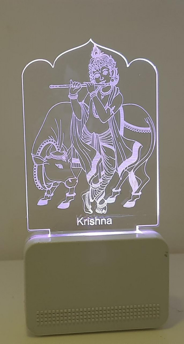 Soft Fiber Mop Cloth 3d Acrylic Krishna With Cow Night Lamp