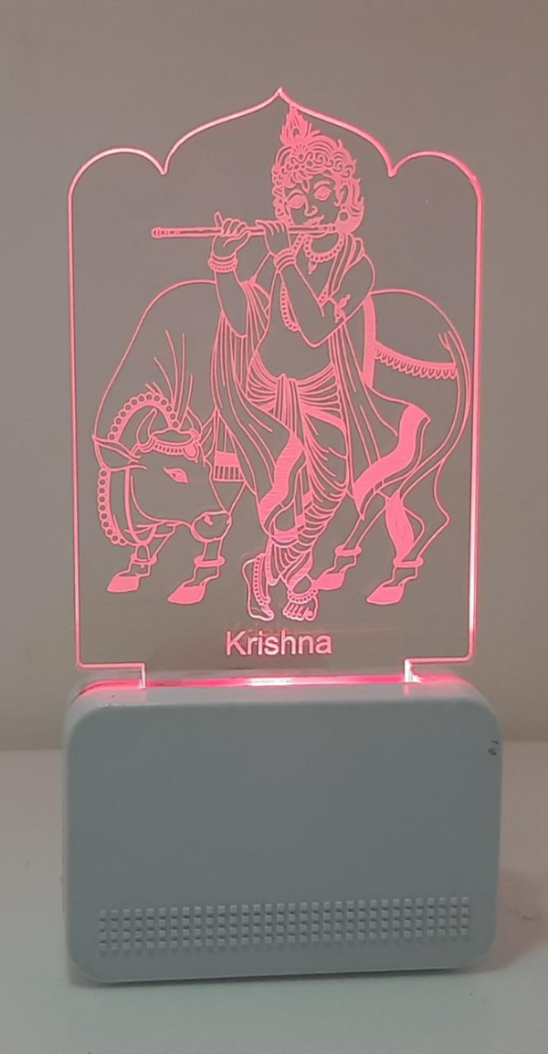 Soft Fiber Mop Cloth 3d Acrylic Krishna With Cow Night Lamp