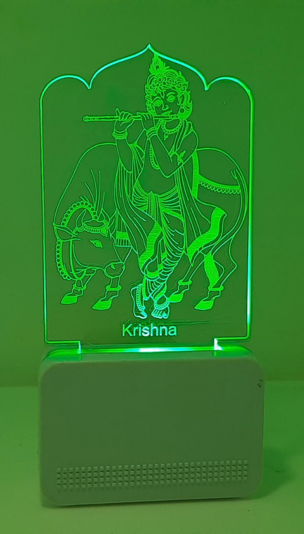 Soft Fiber Mop Cloth 3d Acrylic Krishna With Cow Night Lamp