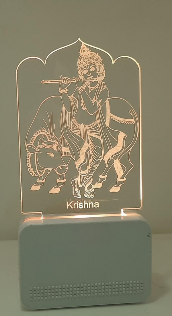 Soft Fiber Mop Cloth 3d Acrylic Krishna With Cow Night Lamp