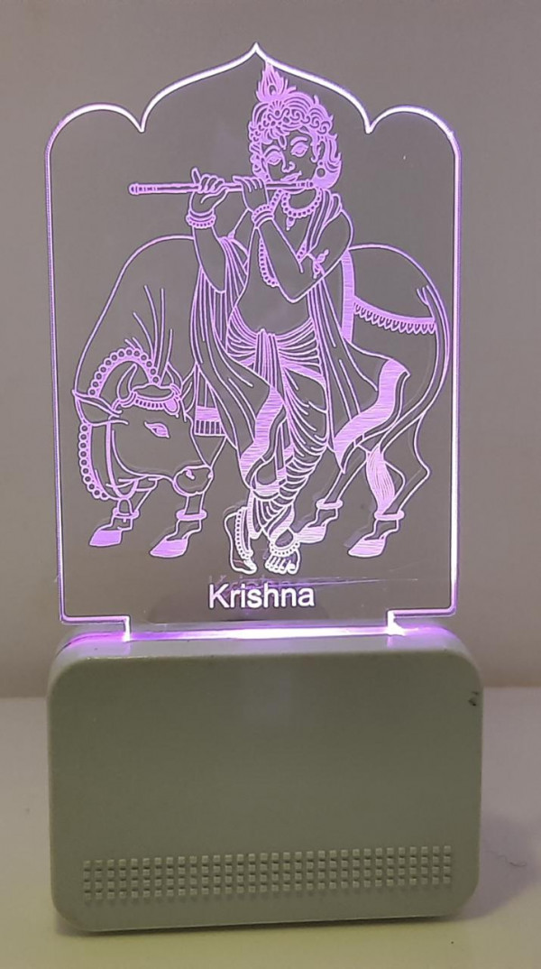 Soft Fiber Mop Cloth 3d Acrylic Krishna With Cow Night Lamp