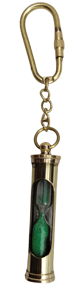 Gold Shine Sand Timer Key Ring - Metal, 2x0.5x2 Inches, Golden | Attractive Design, Regulated Flow, Perfect For Key Rings And Gifts