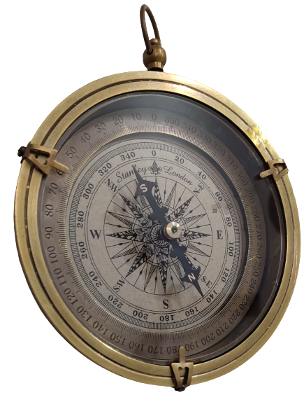 Antique Gold Open Face Brass Compass