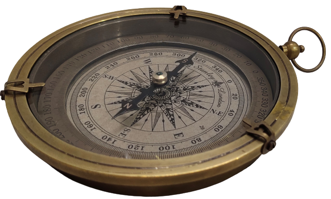 Antique Gold Open Face Brass Compass