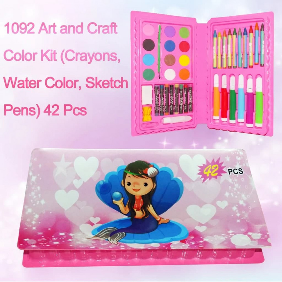 Art And Craft Color Kit (Crayons, Water Color, Sketch Pens)-42pcs