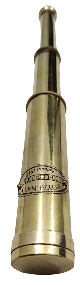 Gold Shine Brass Telescope - 12x1 Inches, Golden Finish | Decorative Piece Weighing 175 Gm, Ideal For Home Or Office Decor
