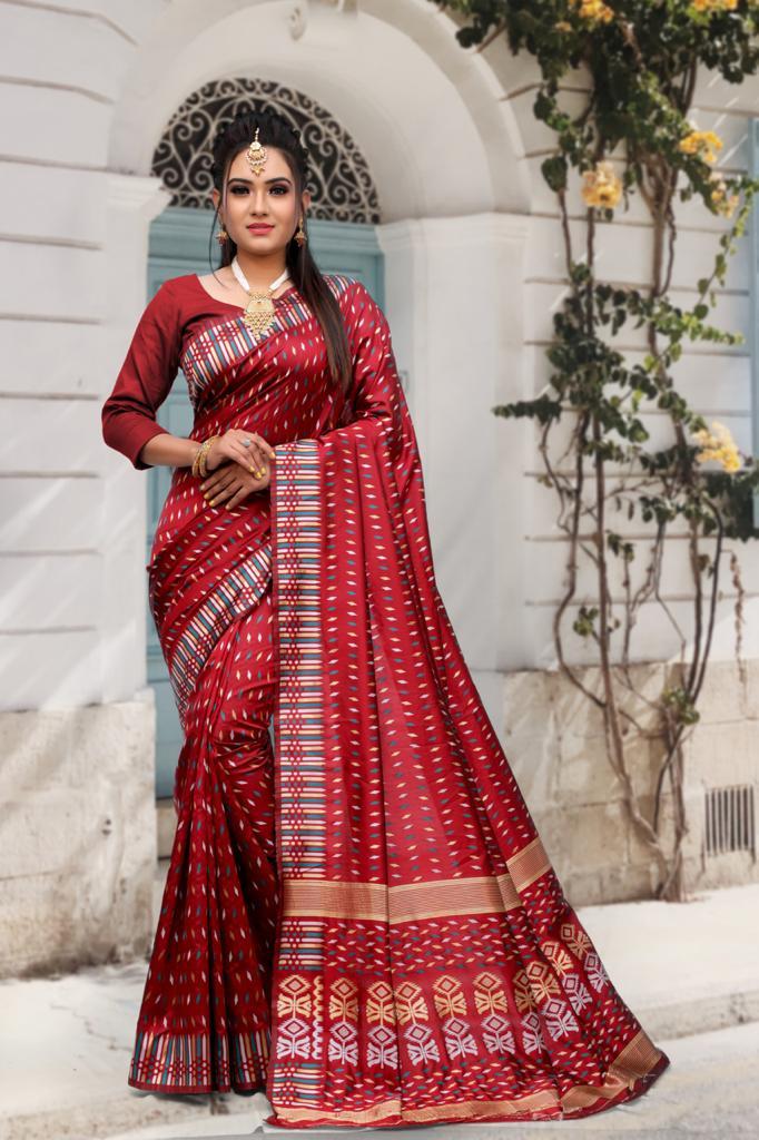 Saree - Soft Lichi Silk, Multi Color | Beautiful Rich Pallu & Jacquard Work For Traditional Occasions