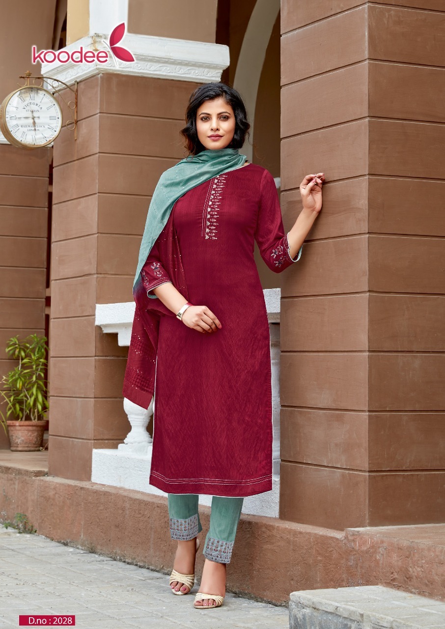 Dry Cleaning Saheli-6 Designer Pure Nylon Viscose With 3d Weaving Kurti Pant With Dupatta