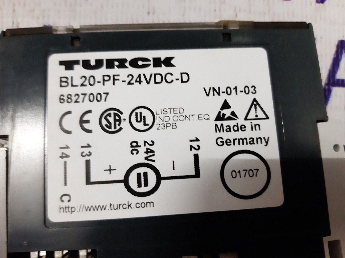 Turck Electronic Power Feeding Module Bl20-pf-24vdc-d