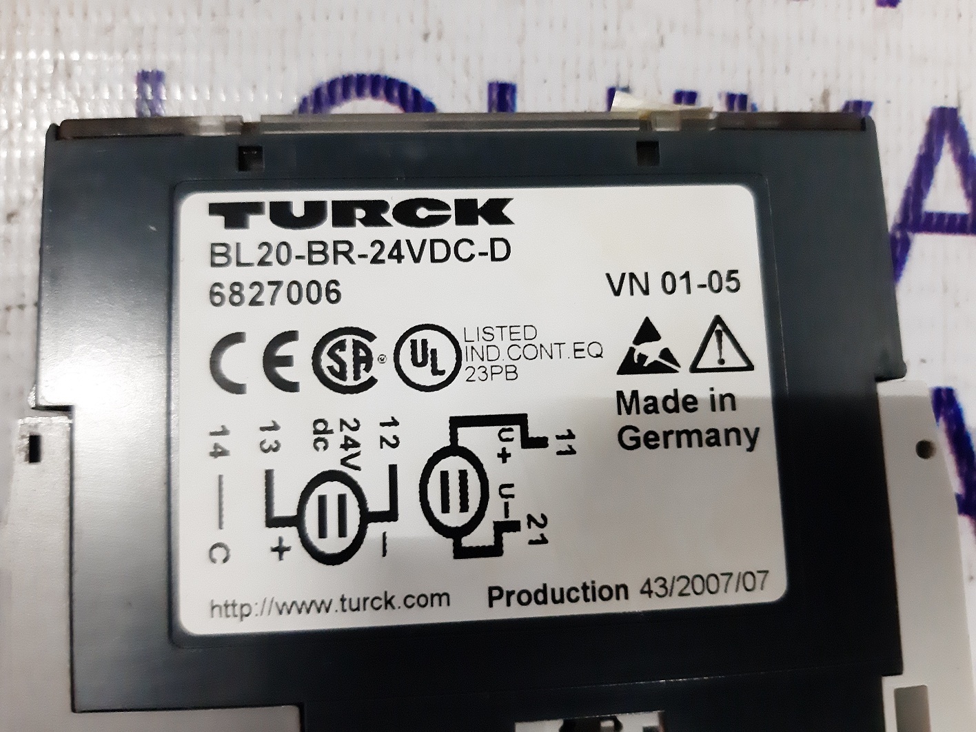 Turck Electronic Power Module Bl20-br-24vdc-d