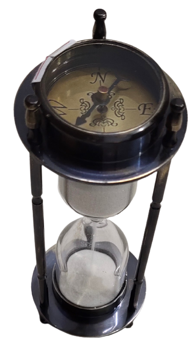 Antique Black Hourglass Sand Timer With Clock Dimension(l*w*h): 5.5 Inch*2inch*5.5inch Inch (In)