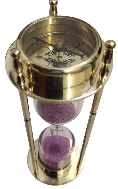 Gold Shine Hourglass Sand Timer With Clock Dimension(l*w*h): 5.5inch*2inch5.5inch