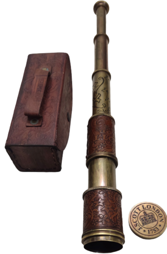 बॉक्स के साथ पीतल का टेलीस्कोप