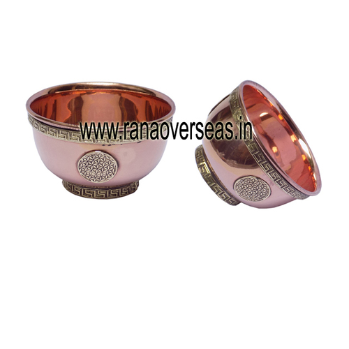 Eco-Friendly Flower Of Life Copper Offering Bowl For Altar Use