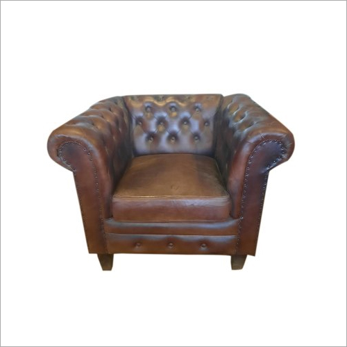 Brown Single Seater Leather Sofa