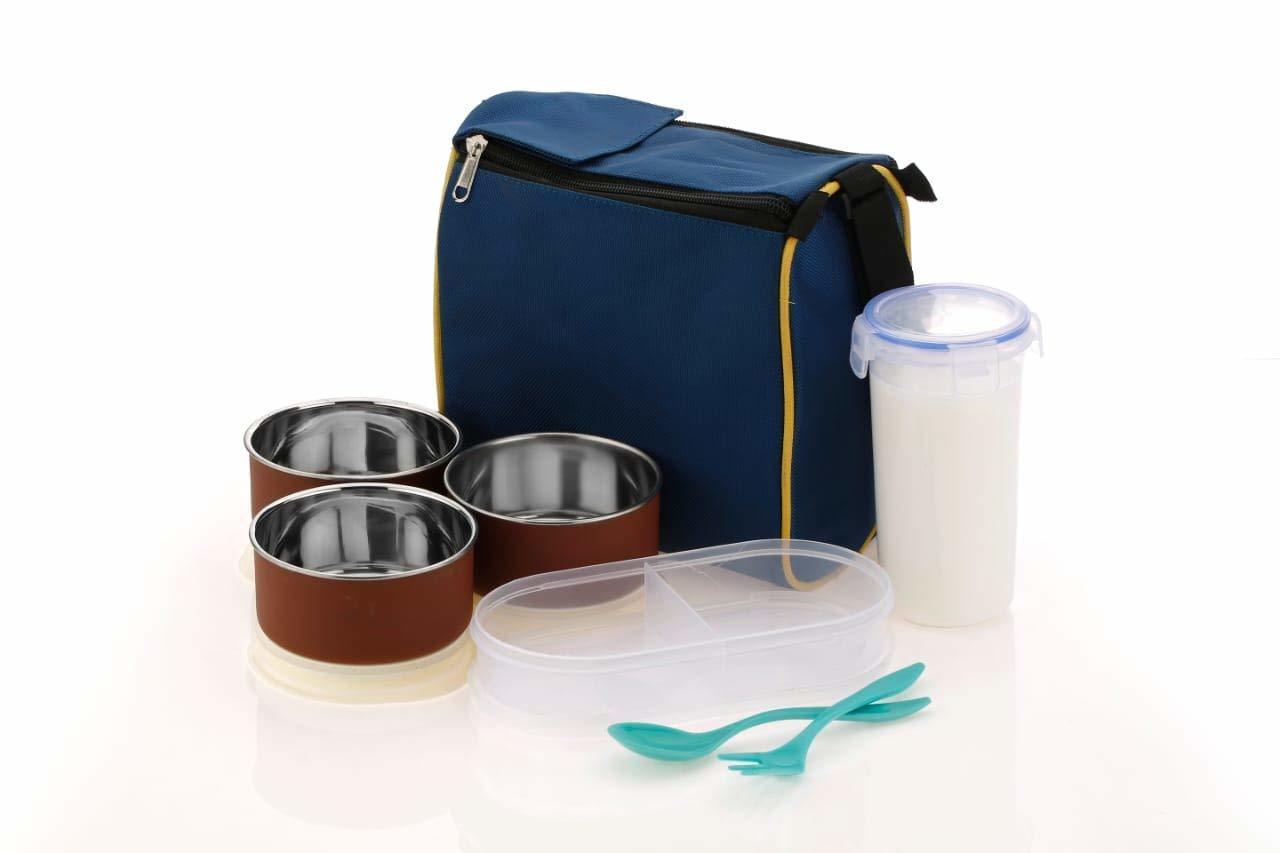Plastic Lunch Box Set With Square Bag With 3 Container