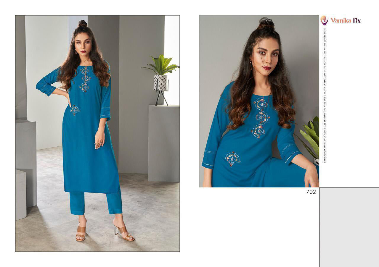 Amour Pure Viscose Slub Kurtis With Pants - Pure Viscose Slub Fabric, Sizes S/m/l/xl/xxl/xxxl, 3/4 Sleeve, Embroidered Design | Quick Dry, Washable, Dry Clean Only, Suitable For All Seasons
