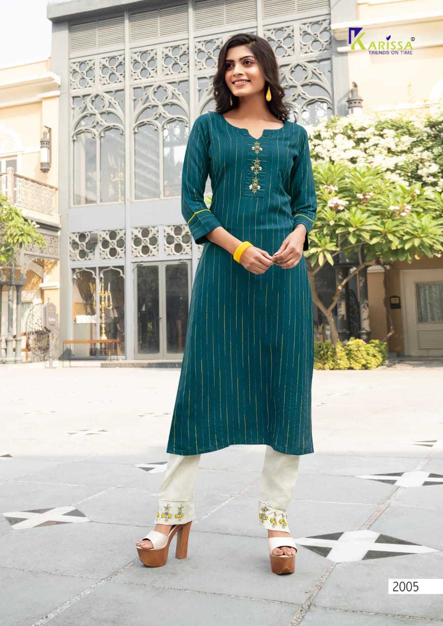 Dry Cleaning Revati Weaving Multi Senil Premium Rayon Liva Kurtis With Pant