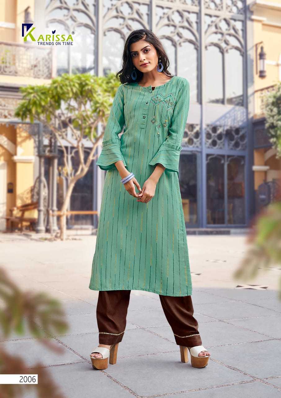 Dry Cleaning Revati Weaving Multi Senil Premium Rayon Liva Kurtis With Pant