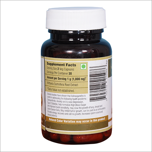 Ashwagandha Capsules - 500 Mg, 100% Whole Dried Powder Extract | Stress Relief, Energy Boost, Anticancer Properties, Vegan Gluten Free, 60 Capsules