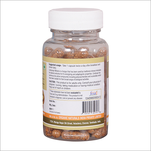 Cordyceps Capsules - 500 Mg | 100% Whole Dried Mushroom, Powerful Immune Booster, Contains Antioxidants, Supports Kidney Health And Male Vitality, Vacuum Sealed Packaging, 60 Capsules