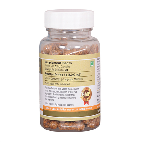 Cordyceps Capsules - 500 Mg | 100% Whole Dried Mushroom, Powerful Immune Booster, Contains Antioxidants, Supports Kidney Health And Male Vitality, Vacuum Sealed Packaging, 60 Capsules