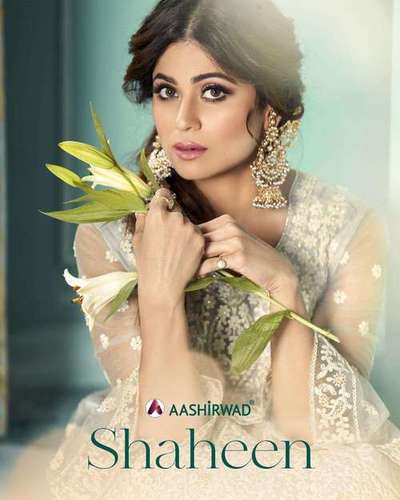 Multi Color Aashirwad Creation Shaheen Butterfly Net With Full Embroidered Suit Catalog