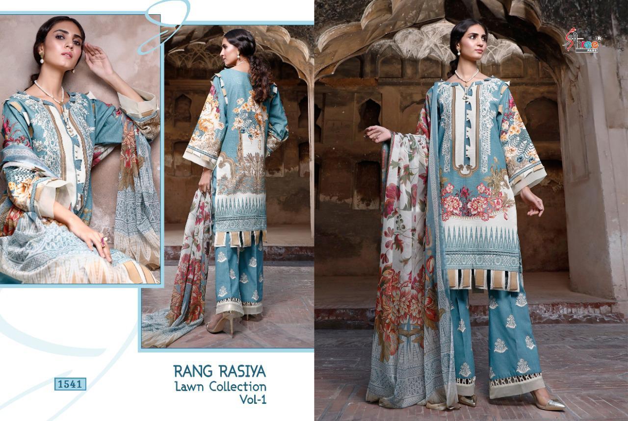 Multi Color Shree Fabs Rang Rasiya Lawn Collection Vol 1 Cotton Karachi Print With Work Dress Material Catalog